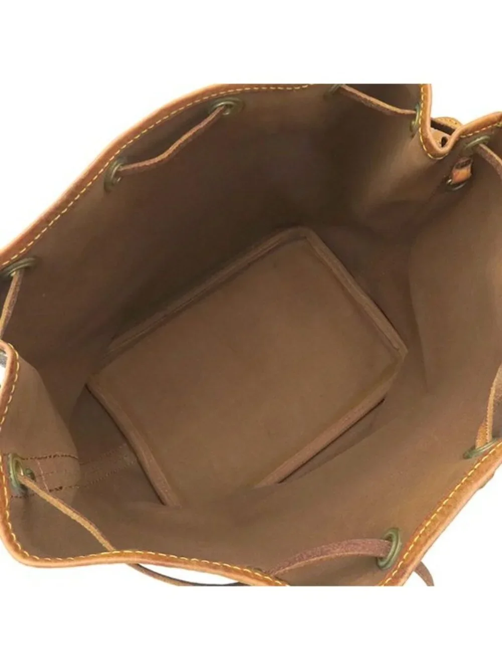 Louis Vuitton Shoulder Bag Petit Noe Monogram Canvas Gold Brown Drawstring